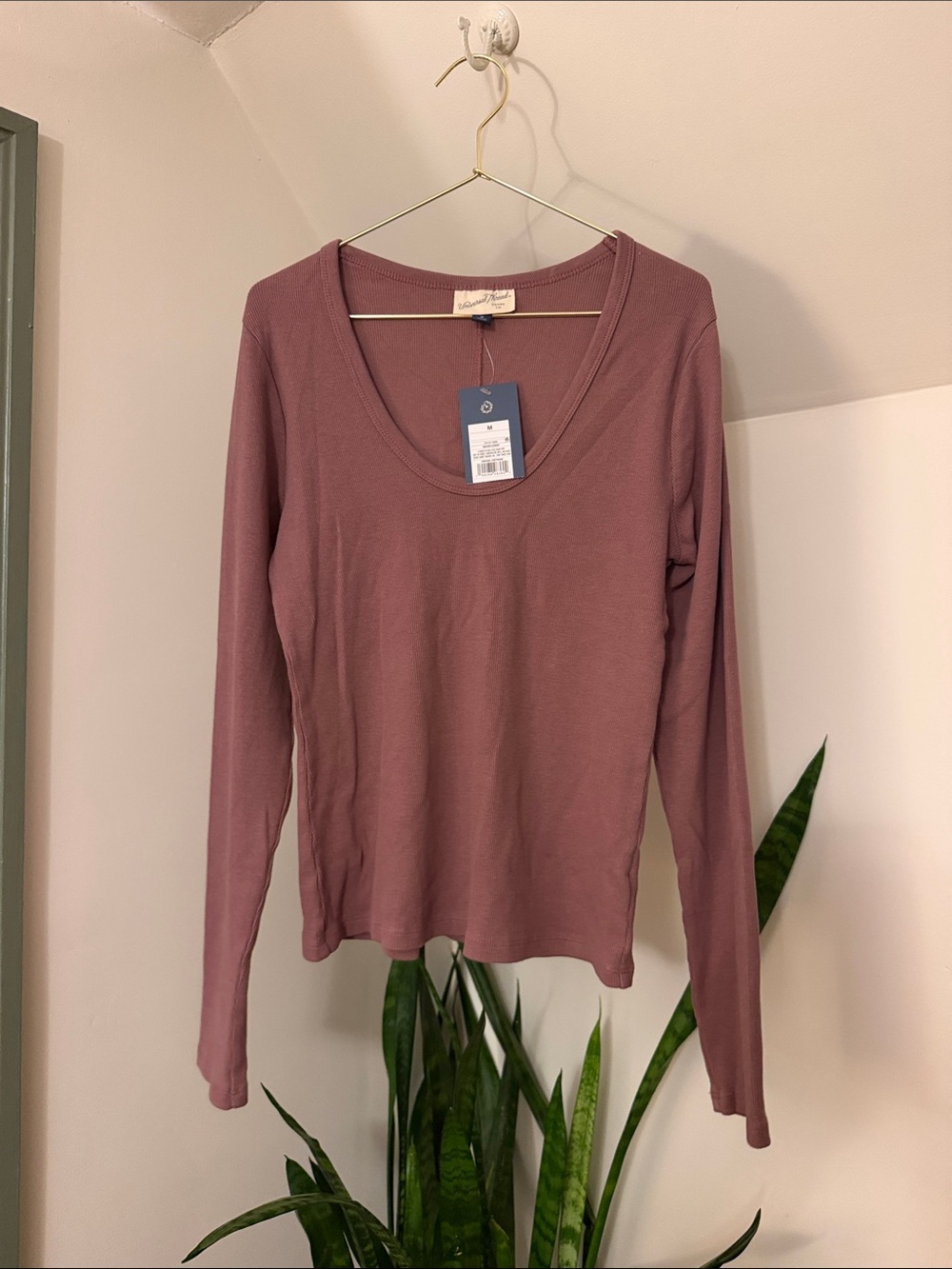 Universal Thread Long Sleeve V-Neck Top in Mauve